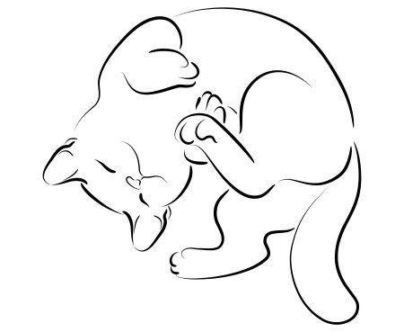 Силуэт спящего кота