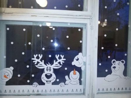 Украшение окон к новому году