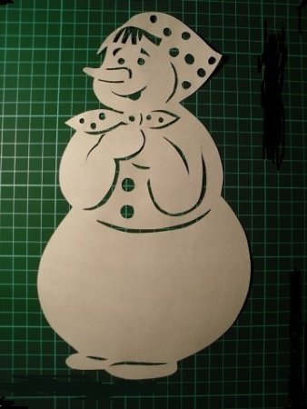 Снеговик резной трафарет