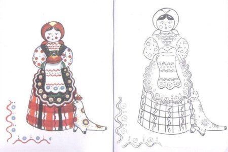 Дымковская роспись кукла