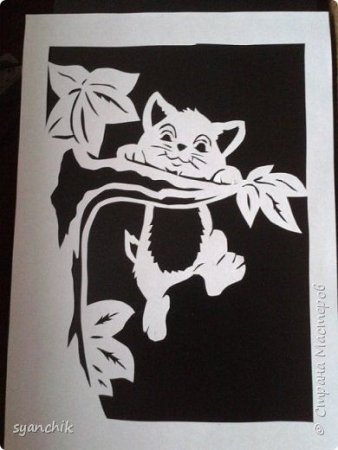 Вырезалки кот на дереве