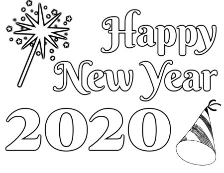 Раскраска Happy New year 2020