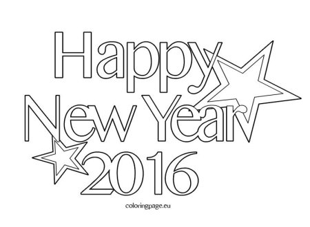 Надпись Happy New year раскраска