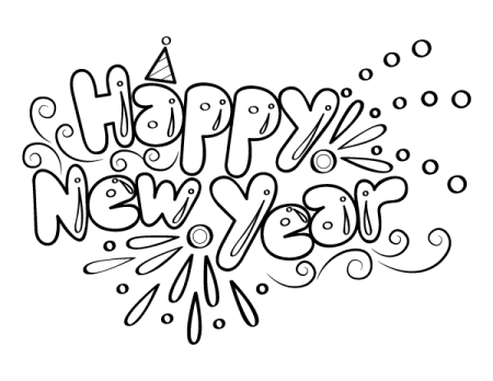 Надпись Happy New year раскраска