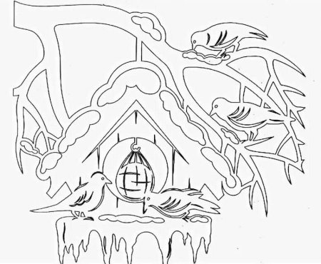 Домик для вырезания на окно