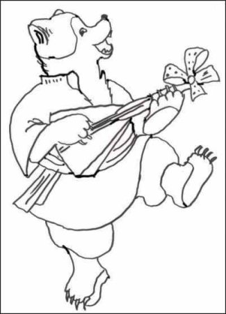 Медведь с балалайкой раскраска