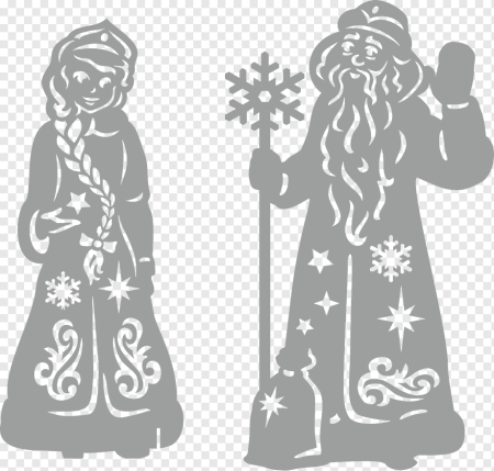 Вытынанки дед Мороз и Снегурочка частями