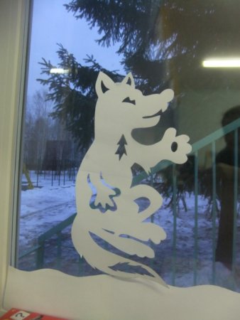 Украшение окон к новому году Лесные звери