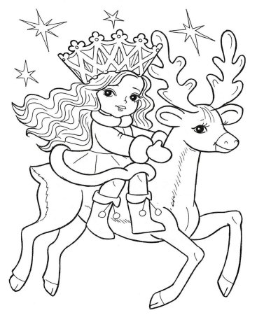 Раскраска олень новогодний