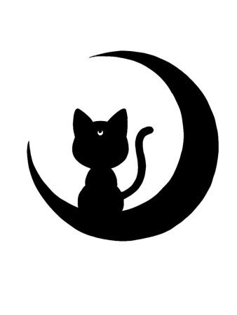 Кошка на месяце трафарет