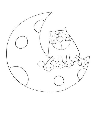 Силуэт кошки на месяце