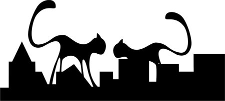 Силуэты котов на крыше