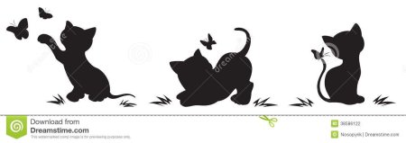 Трафарет кошка с бабочкой