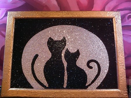 Картины из страз кошки