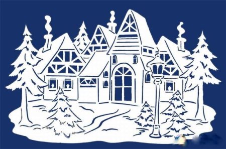 Новогодние украшения на окна домики