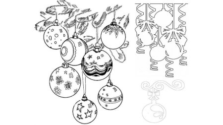 Трафарет на окно ветка с шарами