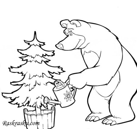 Новогодний медведь раскраска