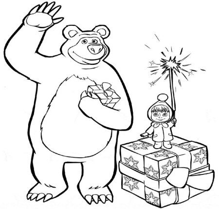 Новогодний медведь раскраска
