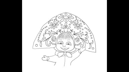 Раскраска Маша и медведь Новогодняя