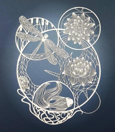 Орнамент дракон Китай Papercut