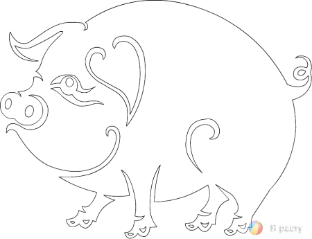 Свинья трафарет для вырезания