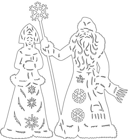 Украшения на окна дед Мороз и Снегурочка