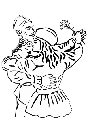 Вытынанка солдат с девушкой