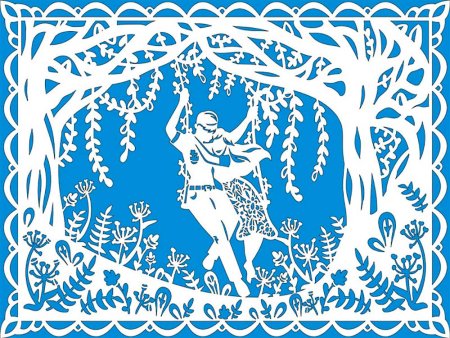 Трафарет качели на дереве