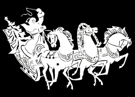 Трафареты на окна на новый год упряжка