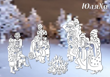 Новогодние шаблоны на окна Снегурочка