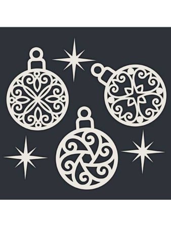 Вытынанки на окна новогодние елочные игрушки