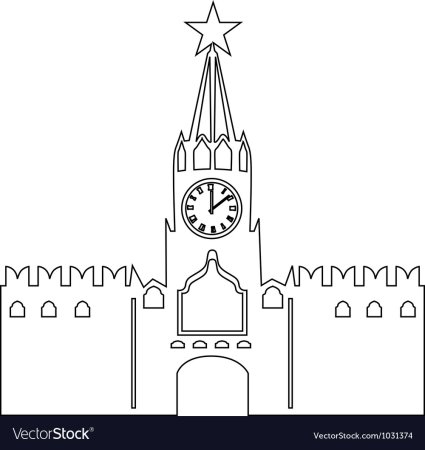 Куранты на Спасской башне Московского Кремля раскраска