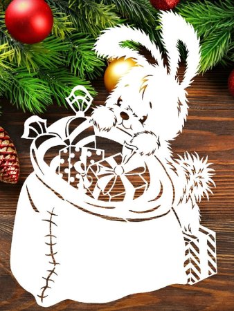 Зайчик трафарет на окно