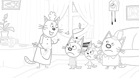 5 Котят раскраска