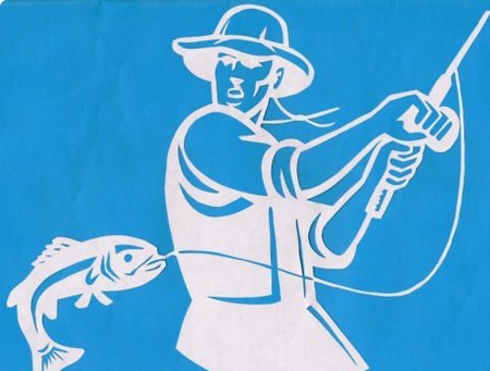 Трафарет рыбака для вырезания