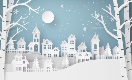 Зимний город из белой бумаги