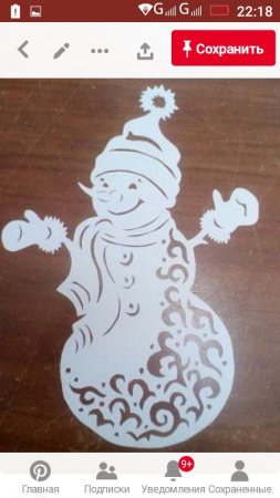 Ажурное вырезание Снеговик