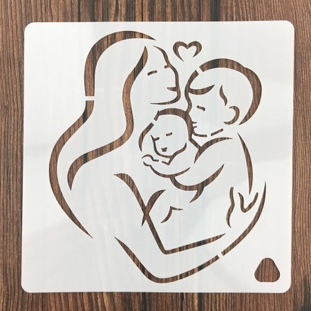 Трафарет мама с ребенком