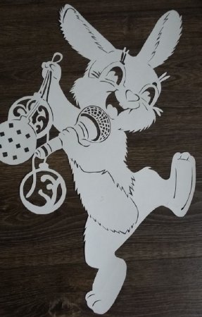 Вырезалки на окна заяц новогодний