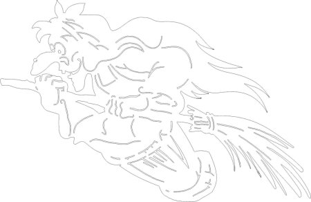 Баба Яга трафарет на окно