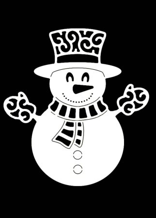 Снеговик трафарет для вырезания