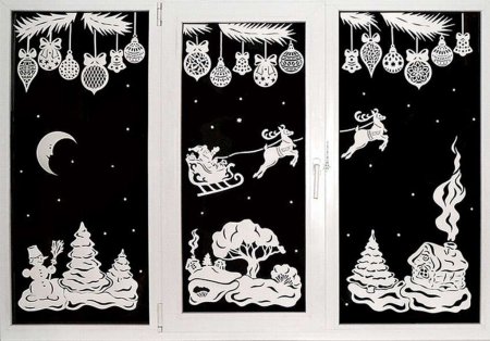 Трафареты на окна композиции