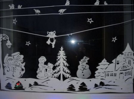 Украшение окон к новому году