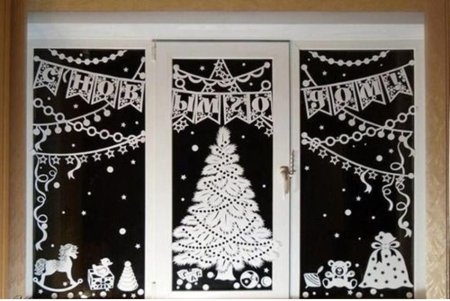 Новогоднее украшения на окна