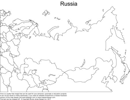 Административно территориальная карта России контурная