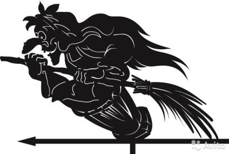 Силуэт бабы яги в ступе