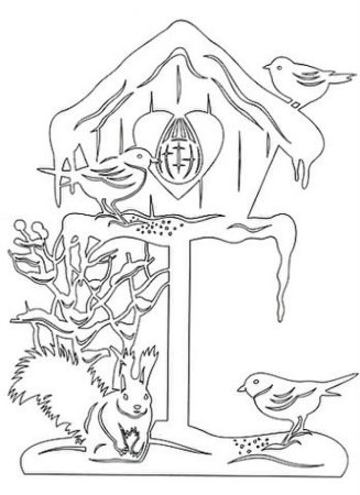 Новогодние вырезалки на окна птицы