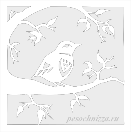 Птичка на ветке вырезанки