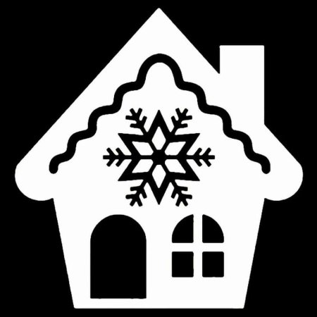 Вытынанка домик со снежинками (48 фото)