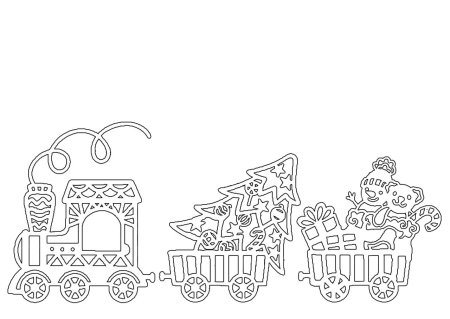 Вытынанка поезд с подарками